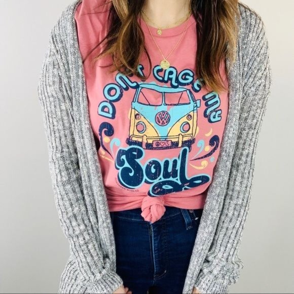 DON'T CAGE MY SOUL Pink Graphic Tee Sz L - Picture 6 of 8